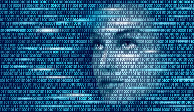 Virtual assistant voice recognition service technology business concept. AI artificial intelligence robot help work support. Chatbot futuristic binary code computer program vector illustration