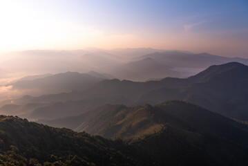 Naklejka na ściany i meble Mountian range landscape look from view point of Pui Ko Mountain