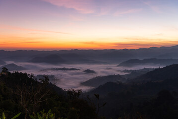 Mountian range landscape look from view point of Montawan Mountain