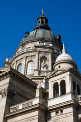 Fototapeta na wymiar St Stephen's Basilica, Budapest. Looking up in sunshine. detail.