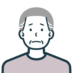 不安げな私服シニア男性のバストショット
