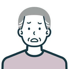 困り顔の私服シニア男性のバストショット