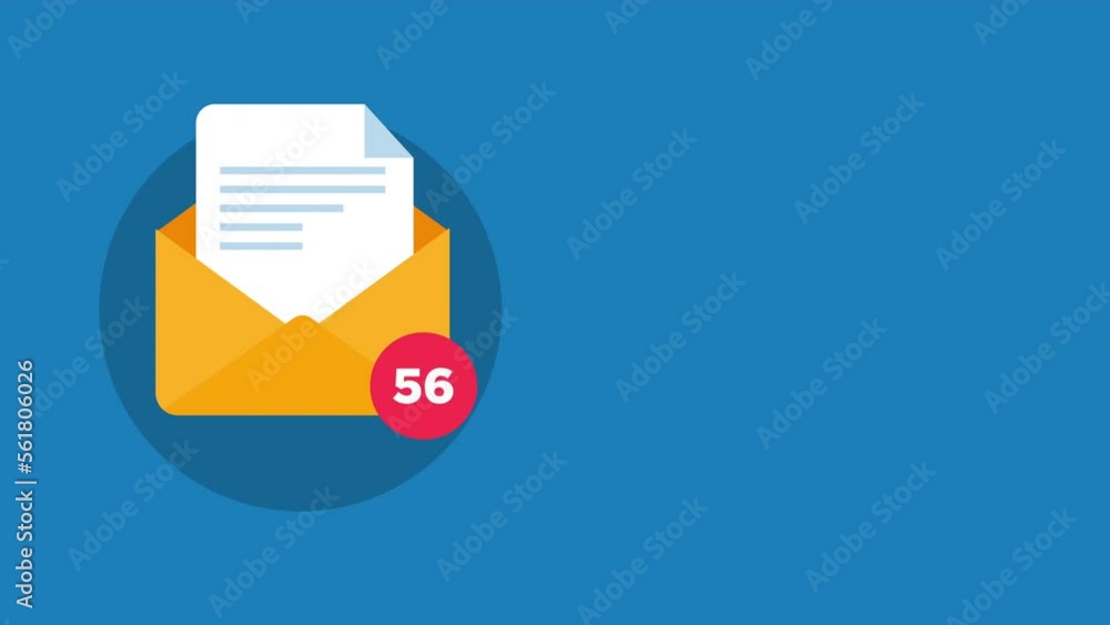Poster email notification animation,new email counter.flat design motion animation.free space for your text