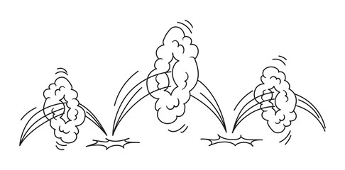 Speed effect with bang ring clouds and motion trail isolated. Illustration in comic cartoon design