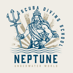 Diving school vintage logotype colorful © DGIM studio