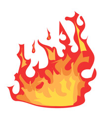 Bright burning fire and hot flame effect, flammable symbol. Illustration in comic cartoon design