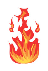 Bright burning fire and hot flame effect, flammable symbol. Illustration in comic cartoon design