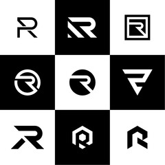 Initial letter R Logo Design Inspiration. With a Set of Business Company