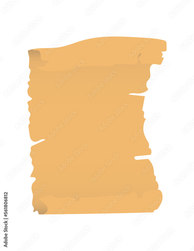 Poster papyrus parchment documents with ripped pages and scroll sheets. illustration in cartoon design isol