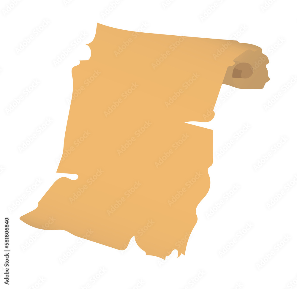 Poster papyrus parchment scroll paper with brown ripped texture. illustration in cartoon design isolated