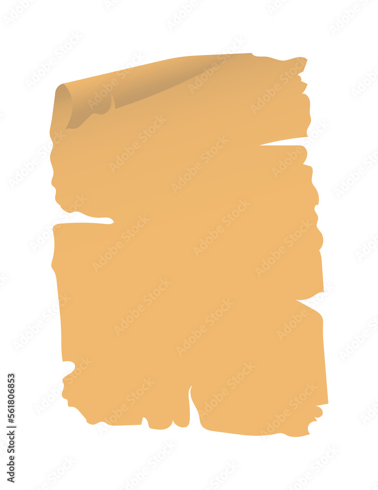 Aufkleber papyrus parchment empty paper with old ripped torn texture. illustration in cartoon design isolated