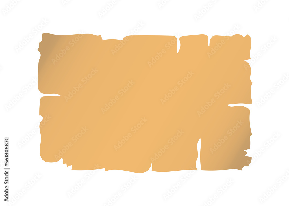 Poster papyrus parchment empty paper with old ripped torn texture. illustration in cartoon design isolated