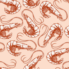 Sea shrimp pattern seamless monochrome