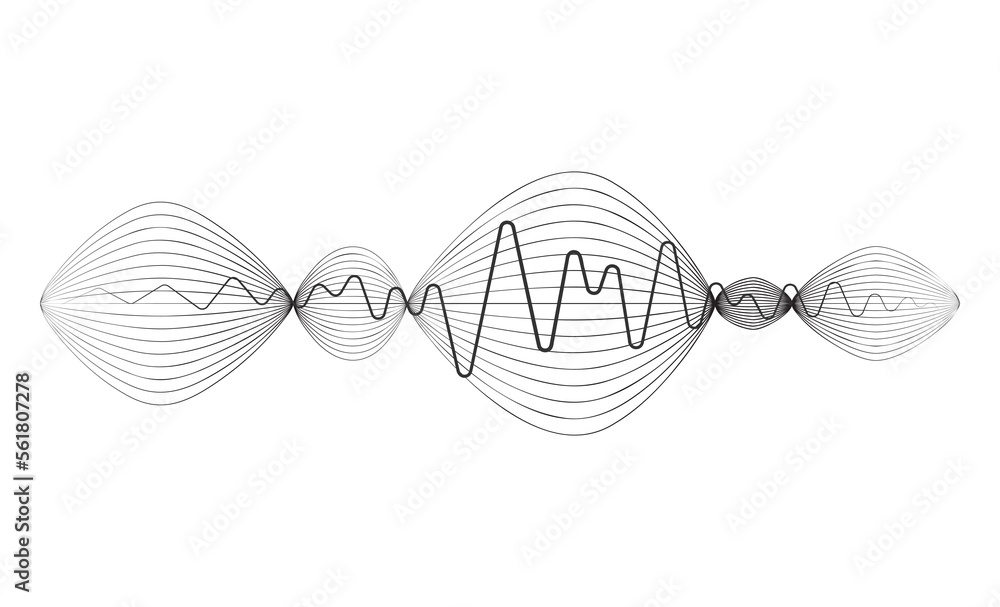 Aufkleber sound wave in abstract line and curve waveform for music player. illustration in graphic design isol