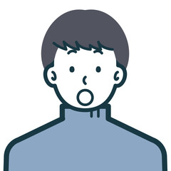 びっくりしている私服男性のバストショット2