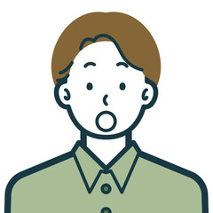 びっくりしている私服男性のバストショット4