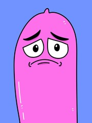 cute condom cartoon on blue background