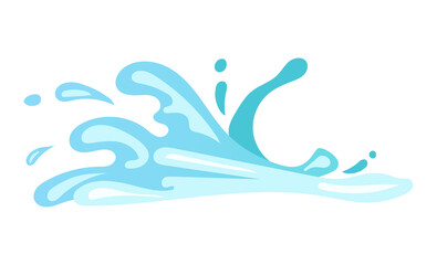 Fototapeta premium Fresh water effect with flowing sea wave, splashes and drops. Illustration in comic cartoon design