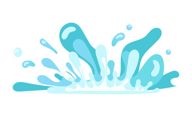 Water explosion effect with splashes and drops spray motion. Illustration in comic cartoon design