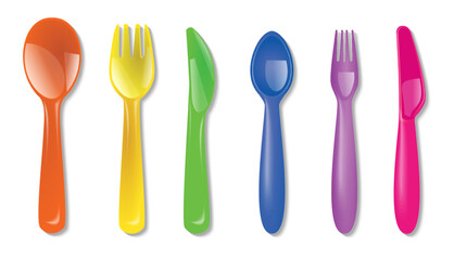 realistic plastic cutlery kids food.
