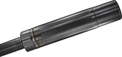 Silencer mounted on a rifle barrel