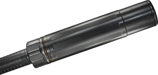 Silencer mounted on a rifle barrel