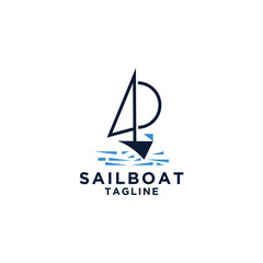 Sailboat logo design Vector template