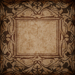 An abstract vintage parchment border background