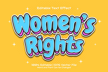 Women's Rights Text Effect Editable Cartoon Style