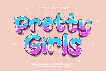 Pretty Girls Text Effect Editable Cartoon Style