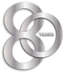 80 YEARS silver number icon on transparent background
