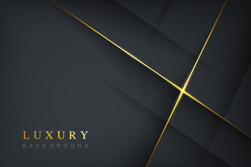 modern dark abstract background with diagonal shadows and luxury golden lines