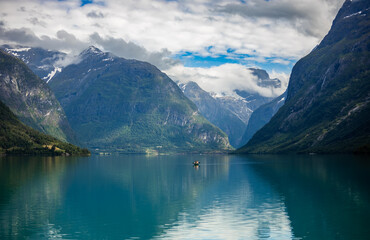 Naklejka na ściany i meble lovatnet lake Beautiful Nature Norway.