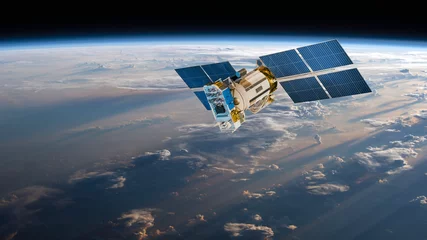 Fotobehang Nasa Space satellite over the planet earth
