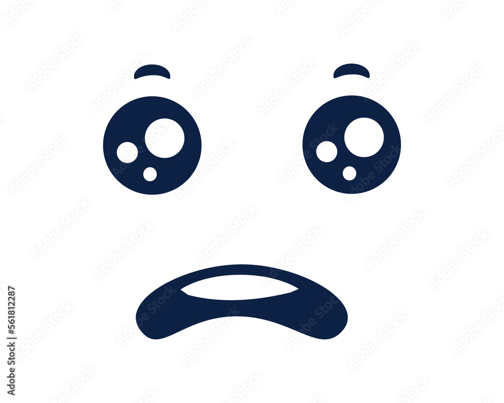 Poster offended kawaii face emotion. cute character with frustrated expression for web chat and social apps