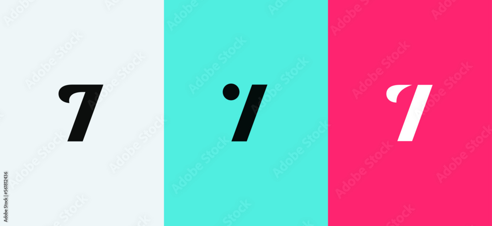 Poster set of number 7 minimal logo icon design template elements