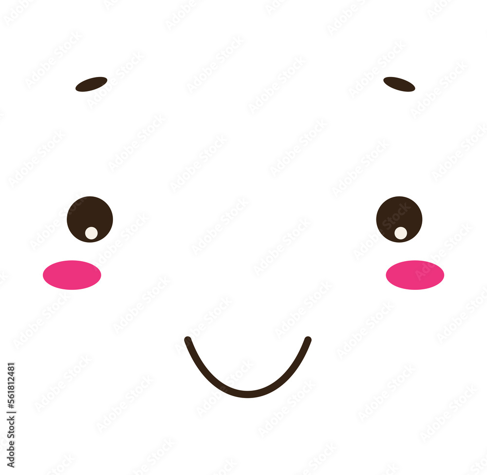 Poster smiling funny face emotion. cute character with cheerful expression for web chat and social apps wit