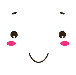 Smiling funny face emotion. Cute character with cheerful expression for web chat and social apps with vector avatar
