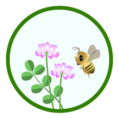 Milk vetch flower and bee sticker