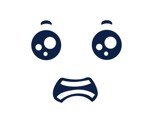Obraz premium Scared kawaii face emotion. Cute character with panic expression for web chat and social apps with vector avatar
