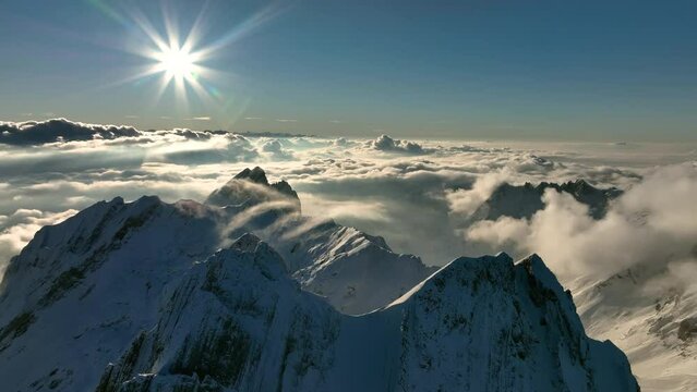Aerial View of the Mountain Seantis in the Swiss Alps, Switzerland. Santis