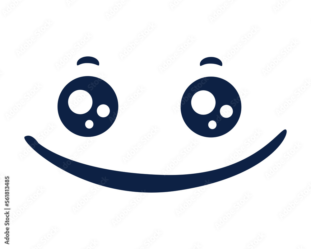 Poster smiling kawaii face emotion. cute character with cheerful expression for web chat and social apps wi