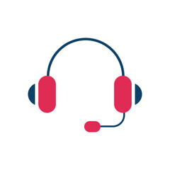 Headphones with microphone. Headset for helpdesk and marketing sales with listening to music and gaming vector sessions.