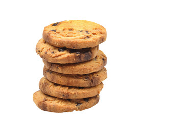 Stacked short pastry cookies isolated on transparent background png file