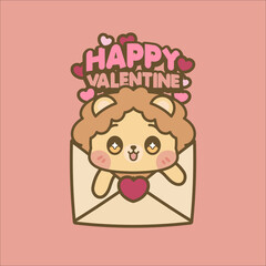 CUTE KAWAII ANIMALS CELEBRATING  VALENTINE