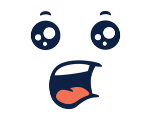 Screaming kawaii face emotion. Cute character with warrior expression for web chat and social apps with vector avata