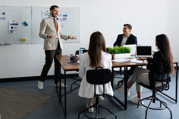 business people in the office develop a concept of business development in the field of startups