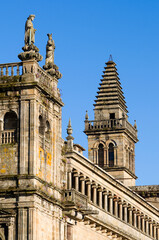 Fototapeta na wymiar Detail of the front of the cathedral, Santiago de Compostela