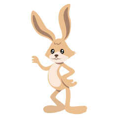 Cartoon hare. Funny rabbit as symbol of new year and easter with a cute smile for an adorable vector design