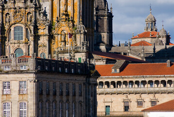 Detail of the front of the cathedral, Santiago de Compostela